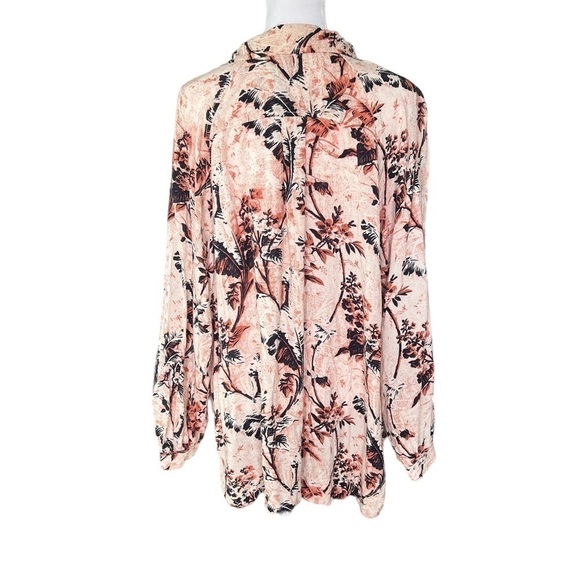 Free People - Oversized Floral Button Down Floral Boho Blouse Sz S - Picture 5 of 7